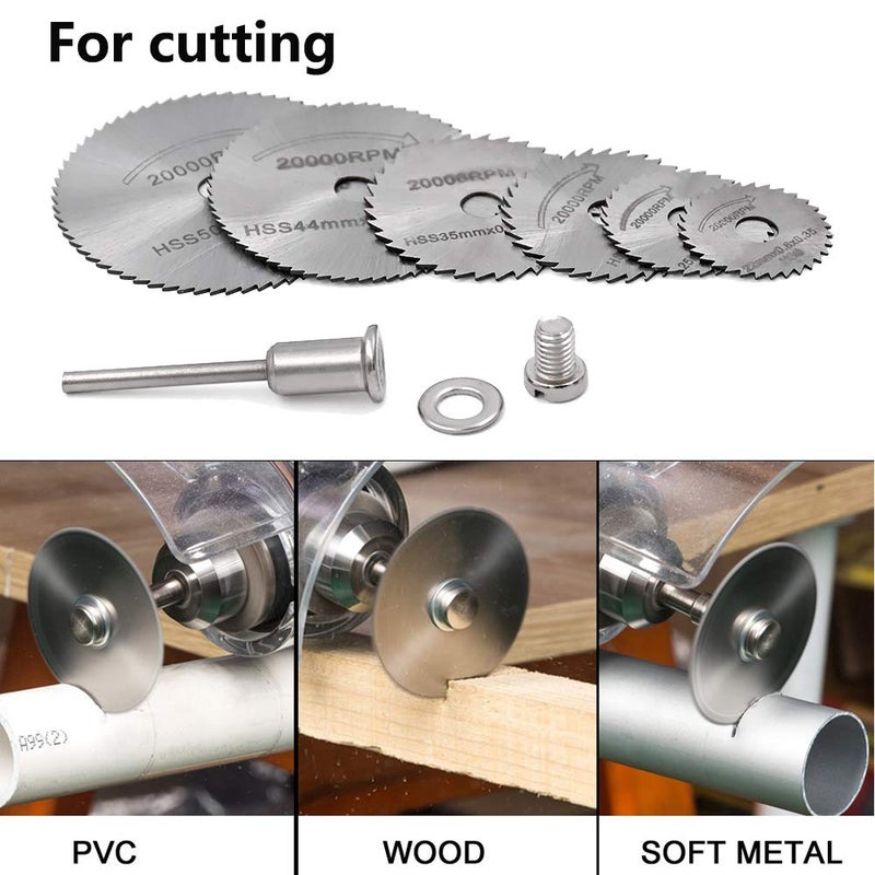 Saipor Saiper 12pcs/2Sets HSS Circular Wood Cutting Saw Blade Discs with 2pcs 1/8" Shank Extension Rod for Dremel Rotary Tool Mandrel - Image 5